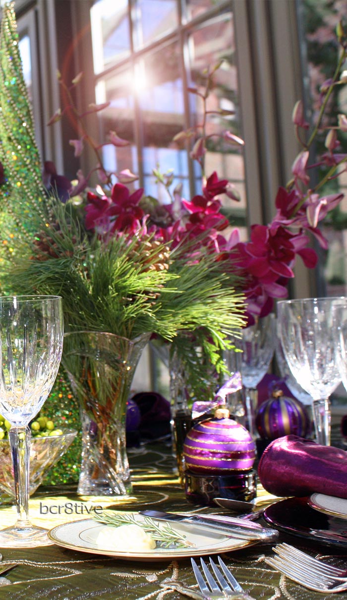 Creative Jewel Toned Holiday Table Decorating