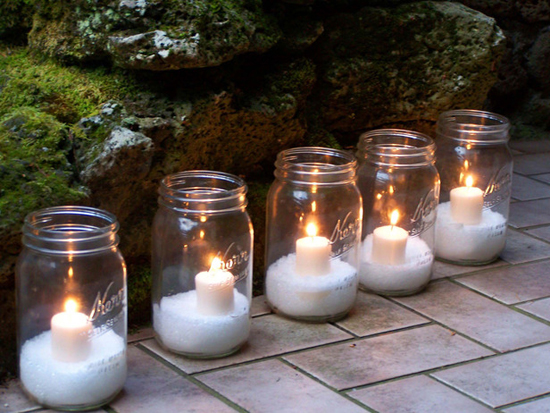 Epsom Salt Mason Jar Lanterns