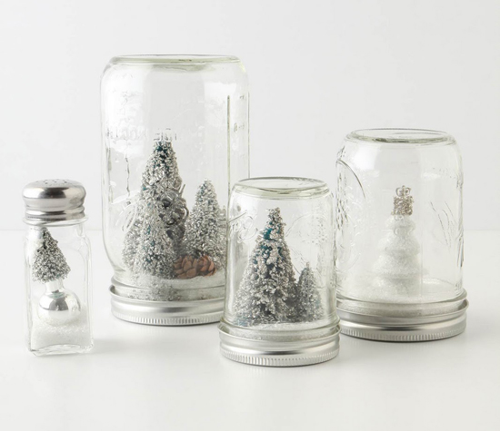 Anthropologie Snowglobe Mason Jars