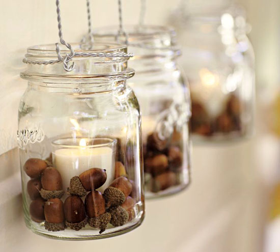 Acorn Decorated Mason Jars 