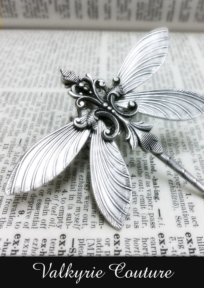 Silverwood Dragonfly Filigree Ring by Valkyrie Couture