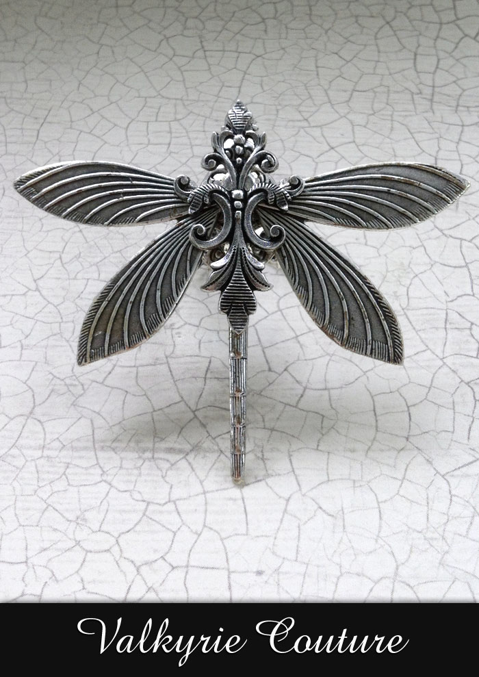 Silverwood Dragonfly Filigree Ring by Valkyrie Couture