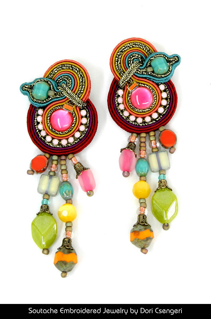 Soutache Embroidered Jewelry by Dori Csengeri - Quadrille Earrings