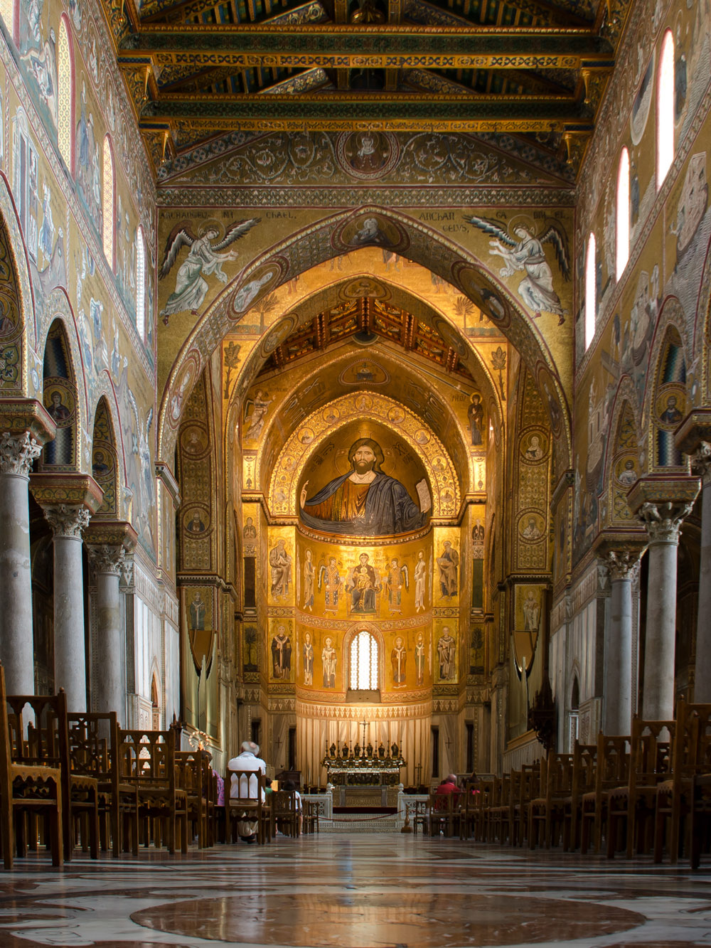 Interior of the Monreale Cathedral in Sicily, Italy