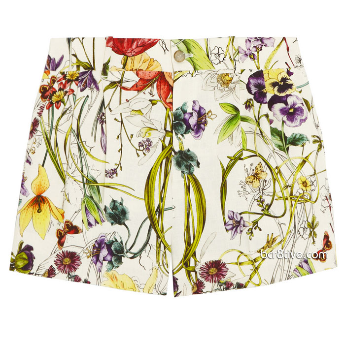 Gucci Flora Print Linen Shorts