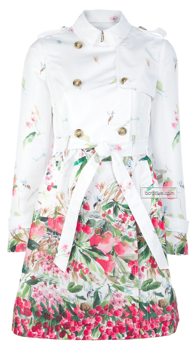 RED VALENTINO belted floral print trench