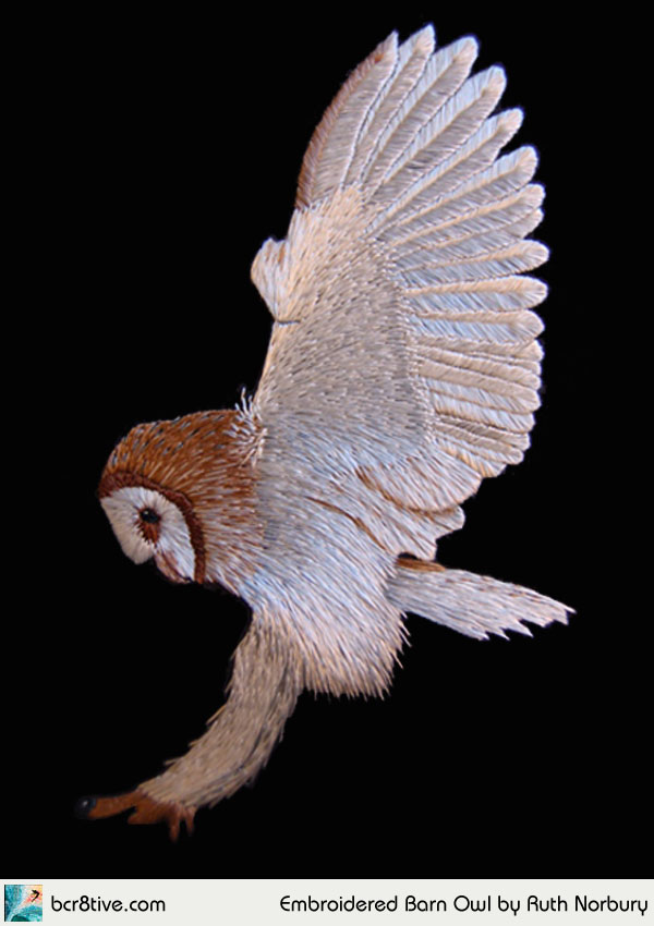Embroidered Barn Owl by Ruth Norbury
