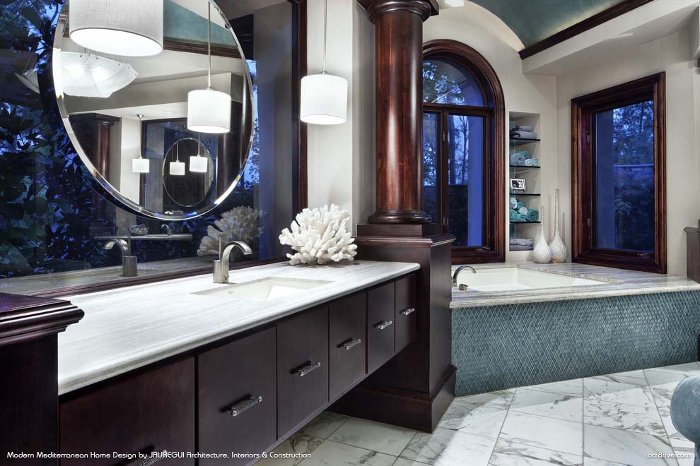 JAUREGUI Architecture, Interiors & Construction - Gorgeous Modern Mediterranean Bathroom