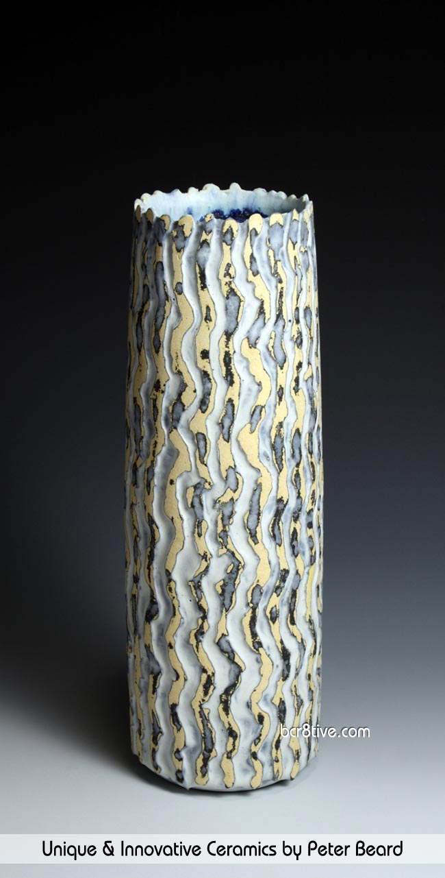 Peter Beard Ceramics - Yellow, Black and White Vessel