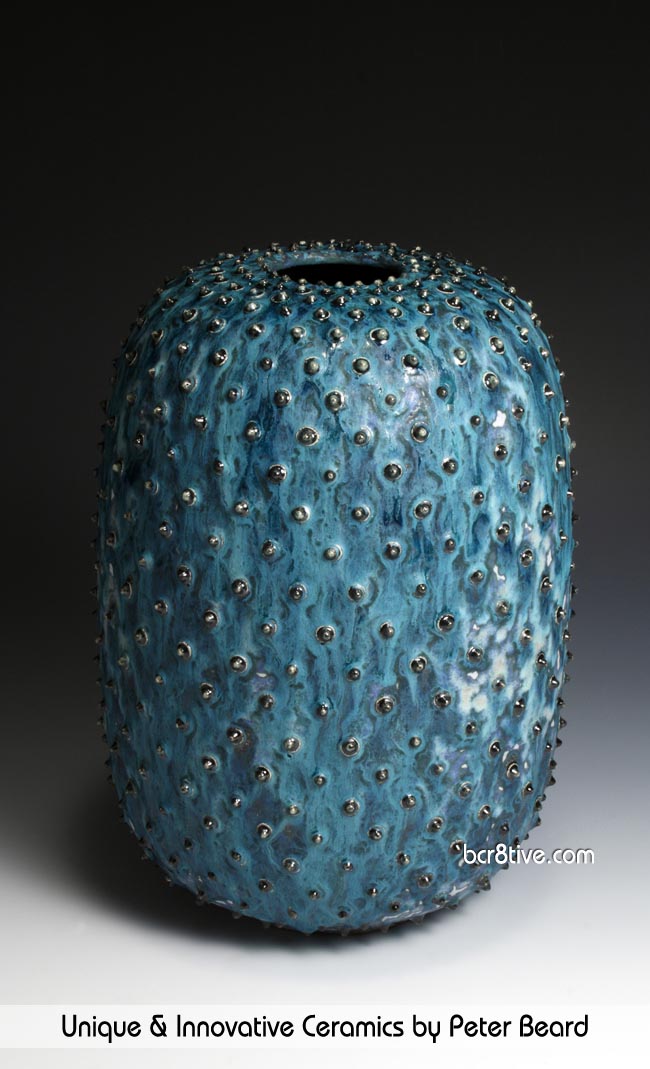 Peter Beard Ceramics - Blue Vessel with Points