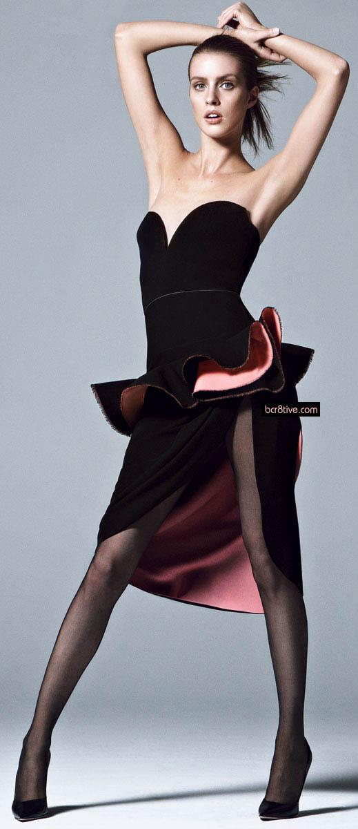 Julia Frauche in Balenciaga SS 2013 and featured in Harper Bazaar's The Ruffle Spring 2013