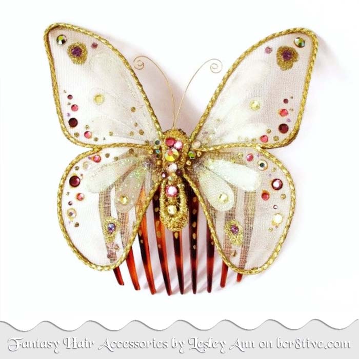 Gold Butterfly Hair Accessory by Lesley Ann