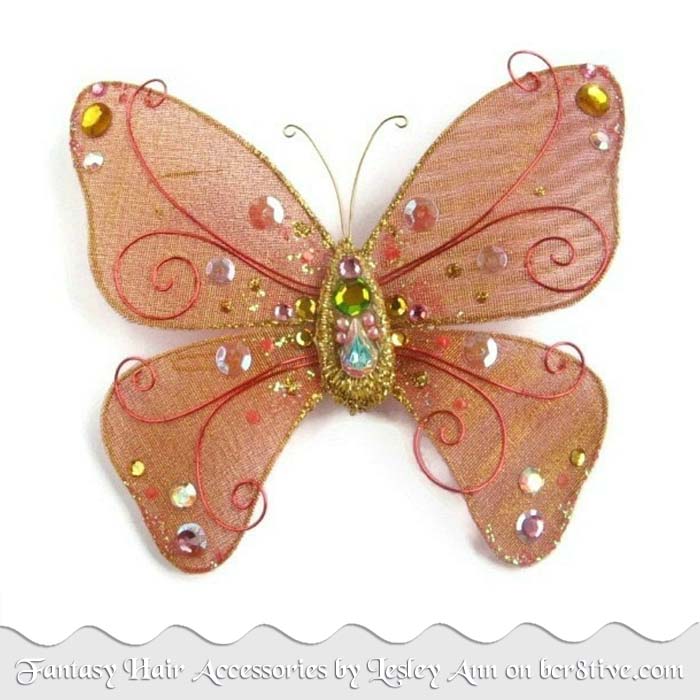 Orange Butterfly Hair Accessory by Lesley Ann