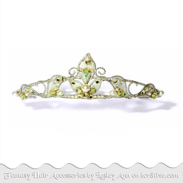 Silver & Green Tiara by Lesley Ann