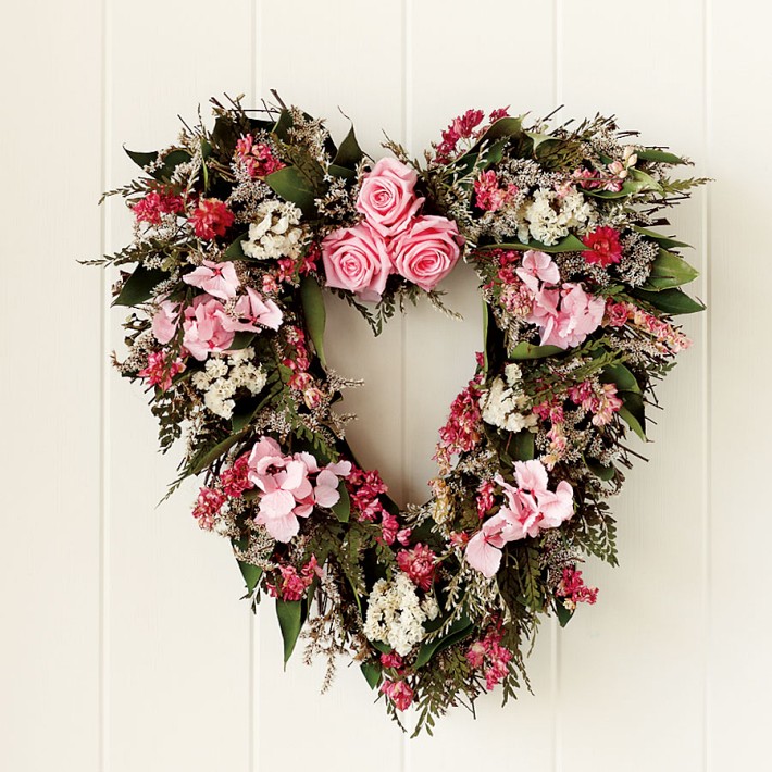 Williams Sonoma - Pink Rose & Heart Wreath