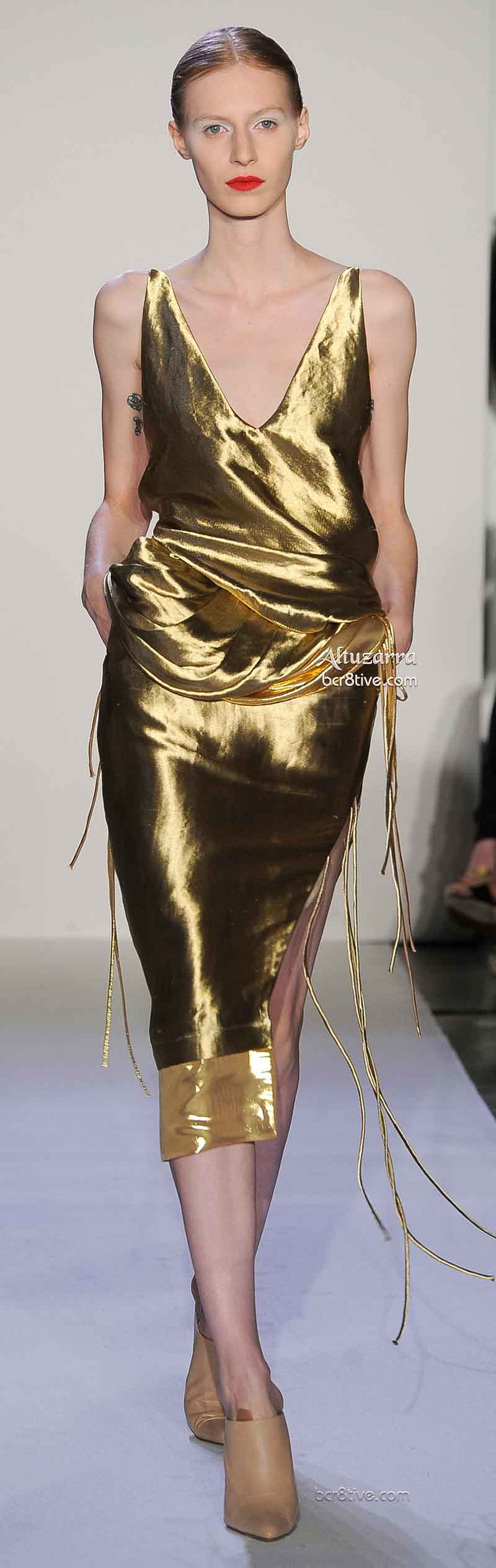 Altuzarra Liquid Metal Gold Pencil Skirt and Top