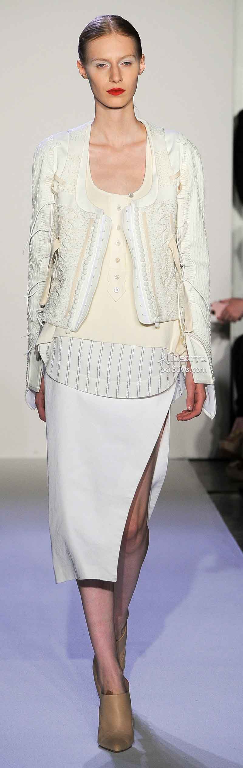 Altuzarra Neutral Pencil Skirt - Layered Tops and Jacket