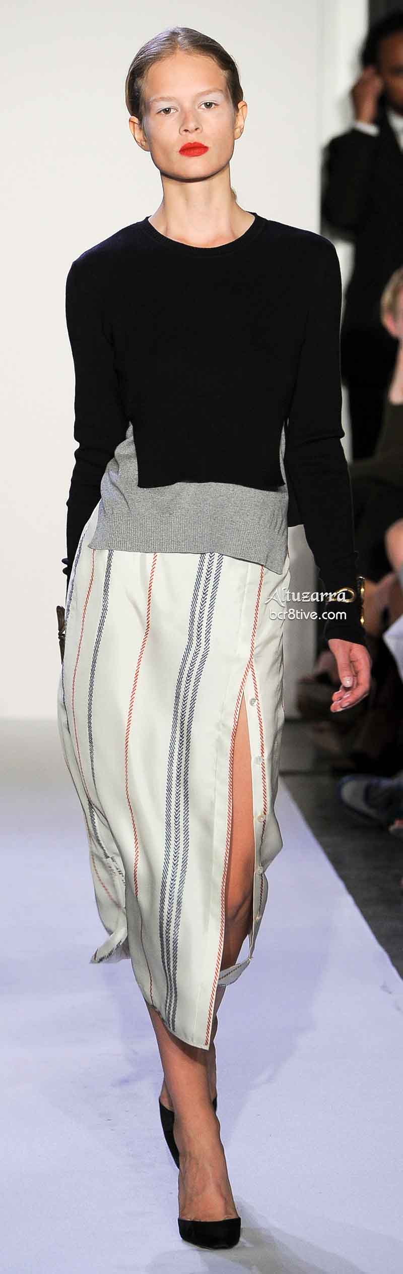 Altuzarra Layered Knits and Striped Pencil Skirt