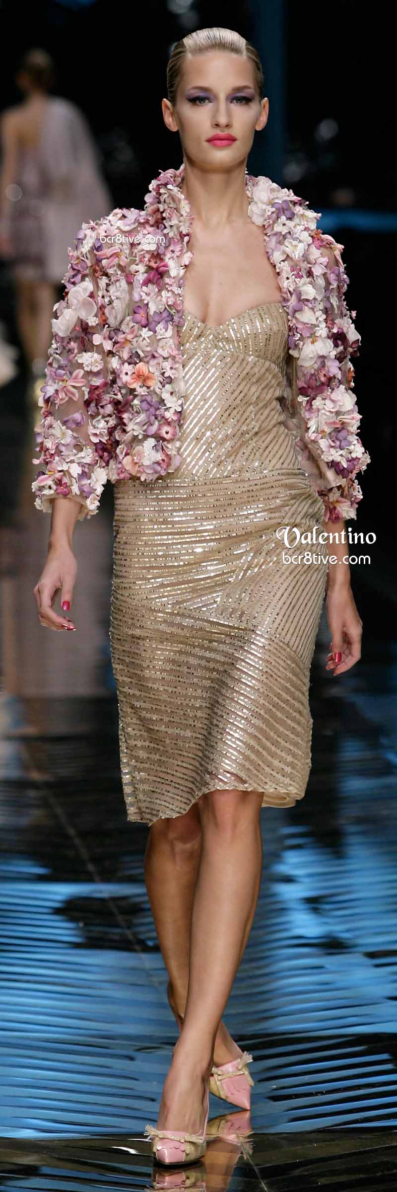 Valentino Floral Applique Jacket and Gold Beaded Dress