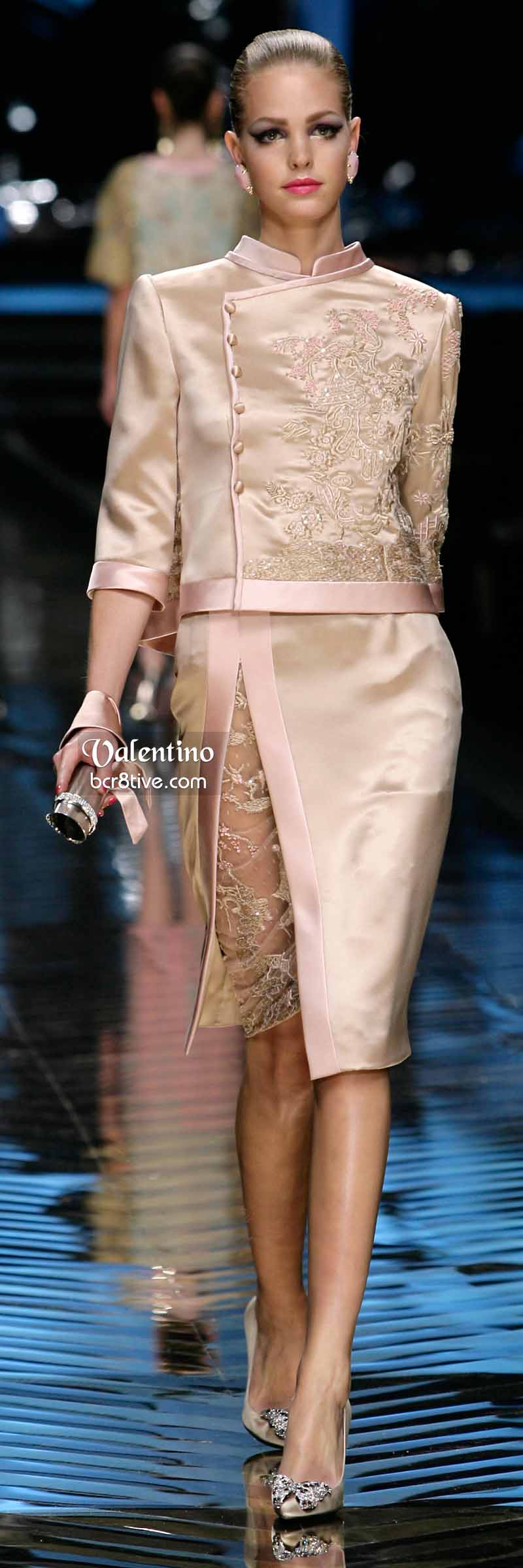Valentino Embroidered Jacket, Lace Inset Split Skirt