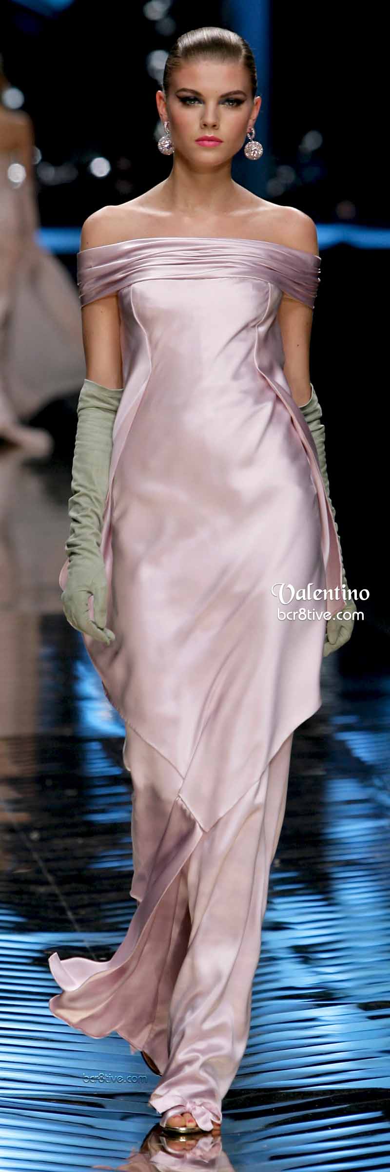 Valentino Off the Shoulder Silk Evening Gown