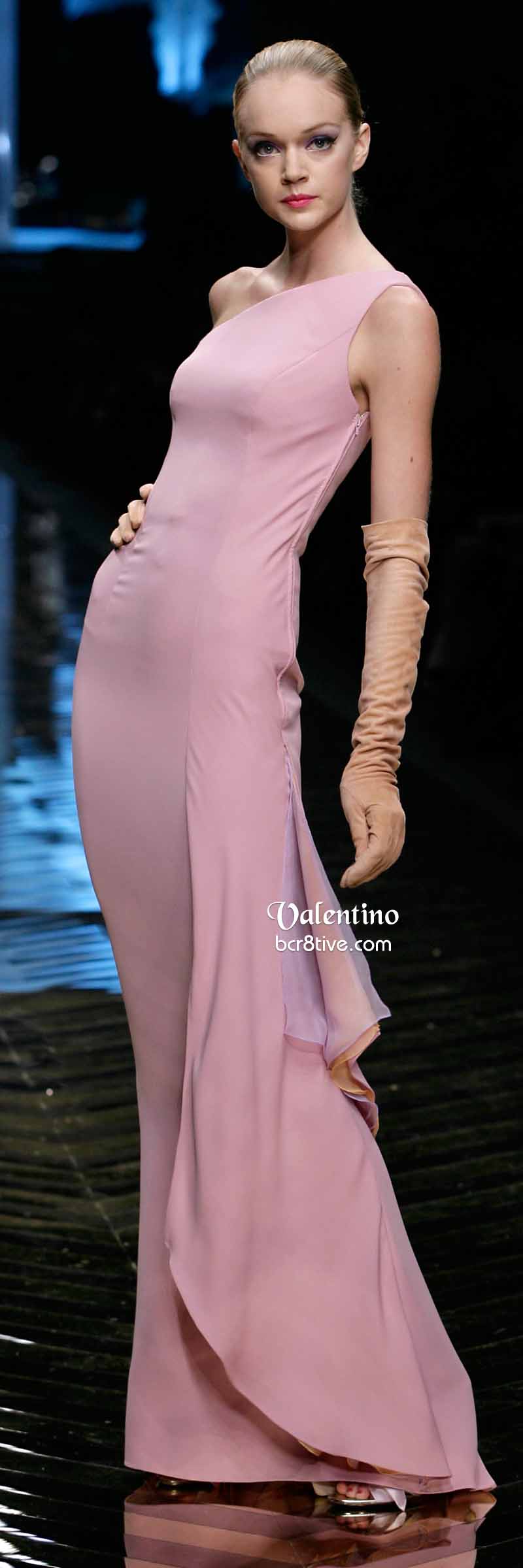 Valentino One Shoulder Dusty Rose Evening Gown