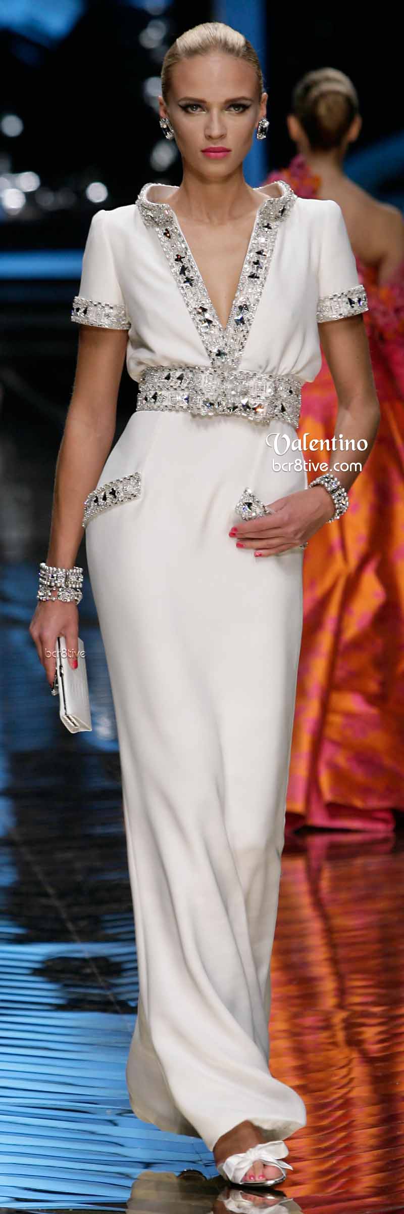 White Lavishly Embezzled Valentino Gown