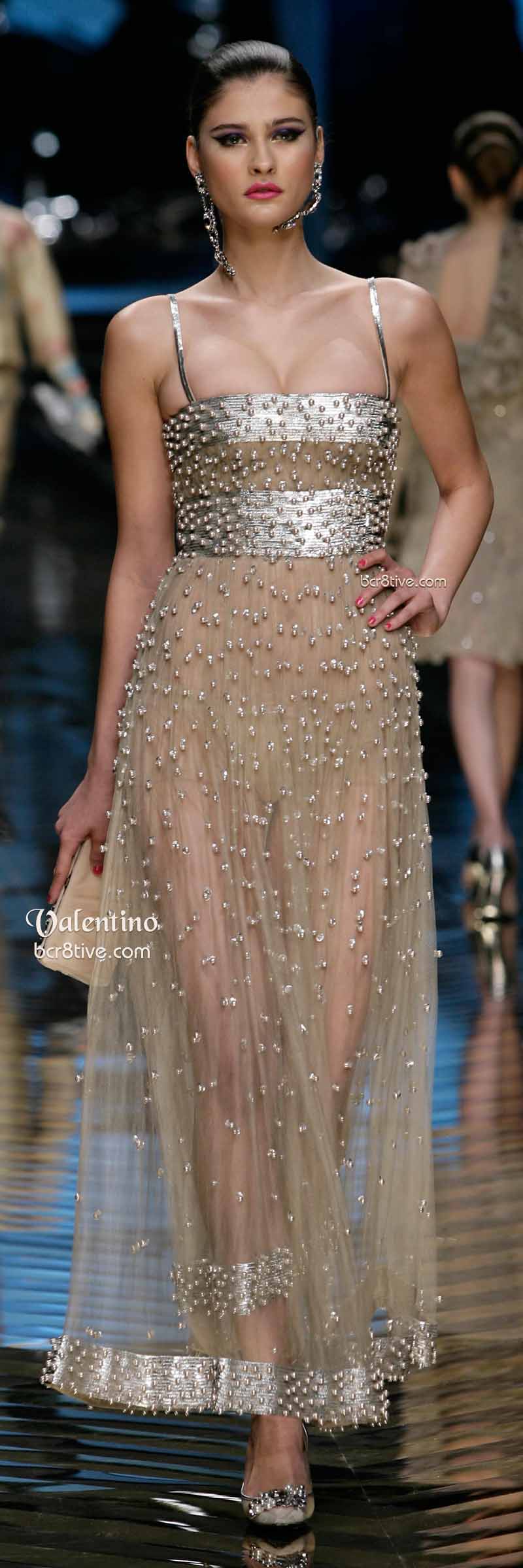 Valentino Sheer Beaded Evening Gown