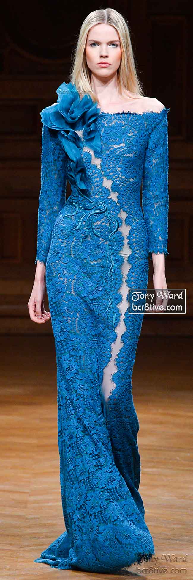 Sea Blue Lace Silhouette Focused Gown