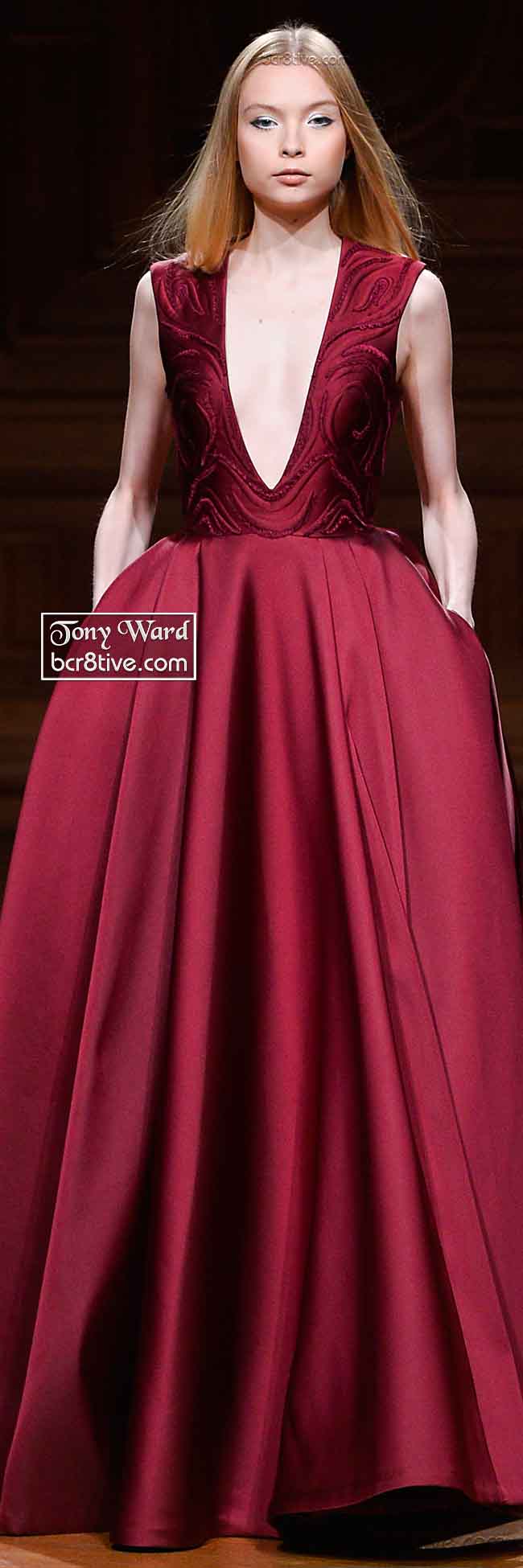 Ruby Red Deep V Billowing Gown