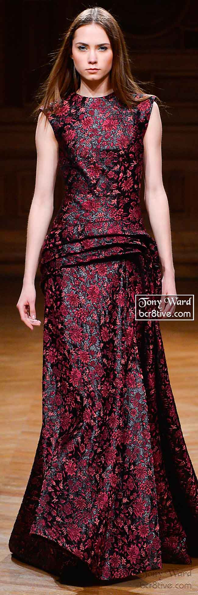 Ruby Red Floral Sculpted Gown