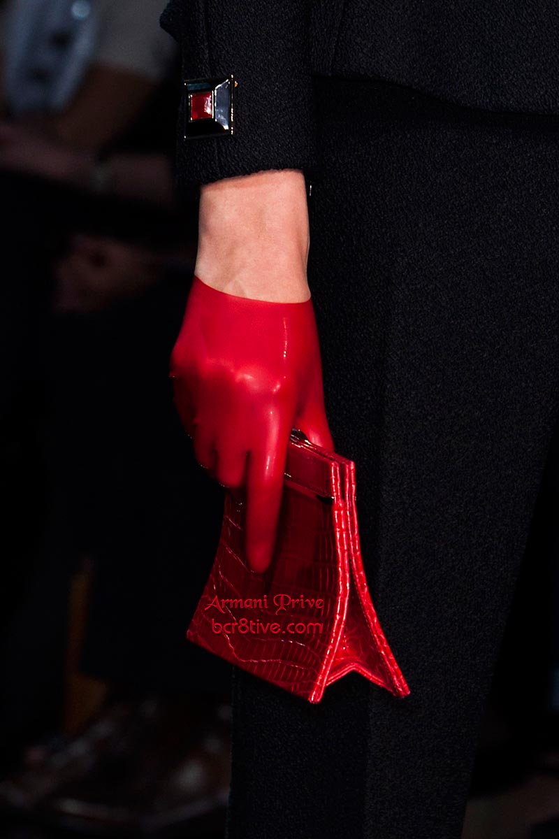 Armani Privé Haute Couture Fall Winter 2014-15 Demi Red Gloves and Bag
