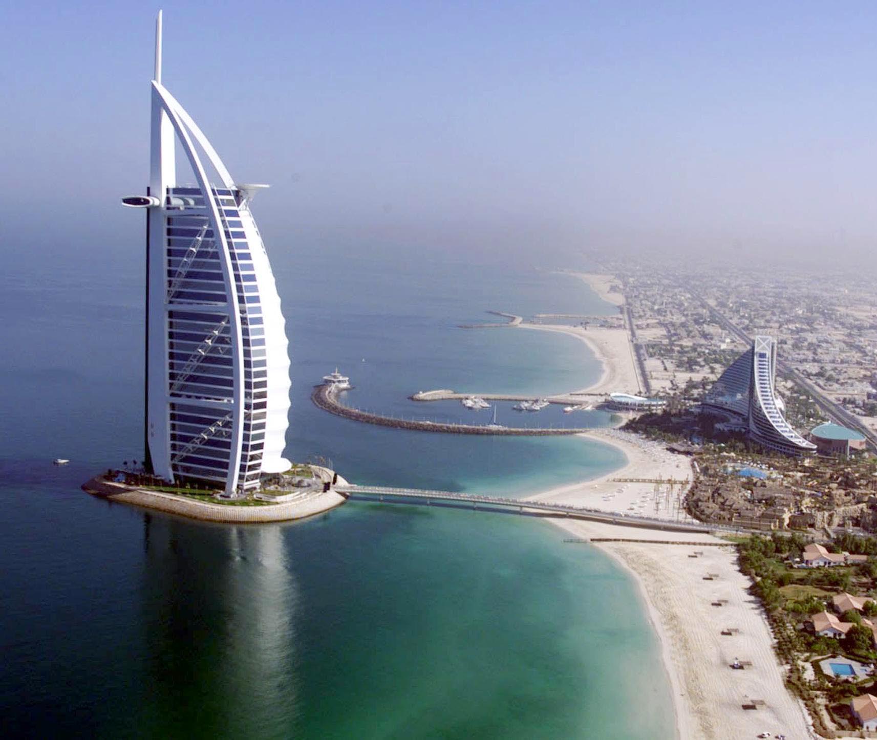 Awesome Aerial View of Burj Al Arab Hotel, Dubai, United Arab Emirates