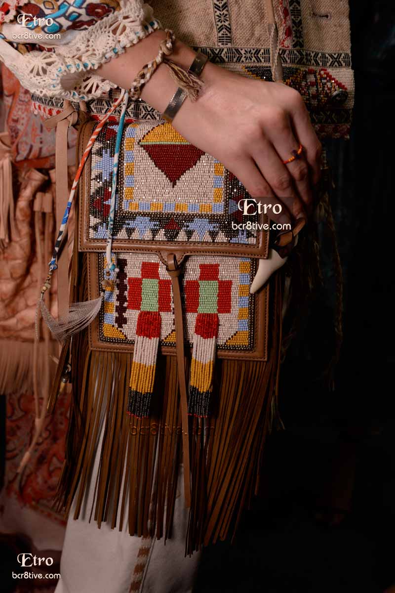 Etro Spring 2015-16 Exquisite Native American Styled Beaded and Fringed Purse