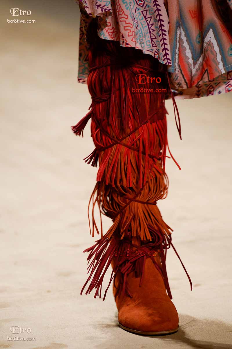 Etro Spring 2015-16 RTW Collection - Firey Knee High Fringed and Tie-Wrapped Moccasins