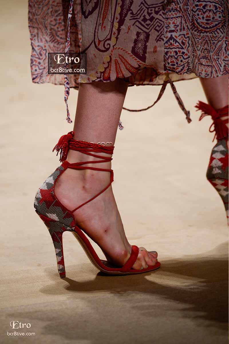 Etro Spring 2015-16 RTW Collection - Wrap-Strapped Native American Patterned Heels