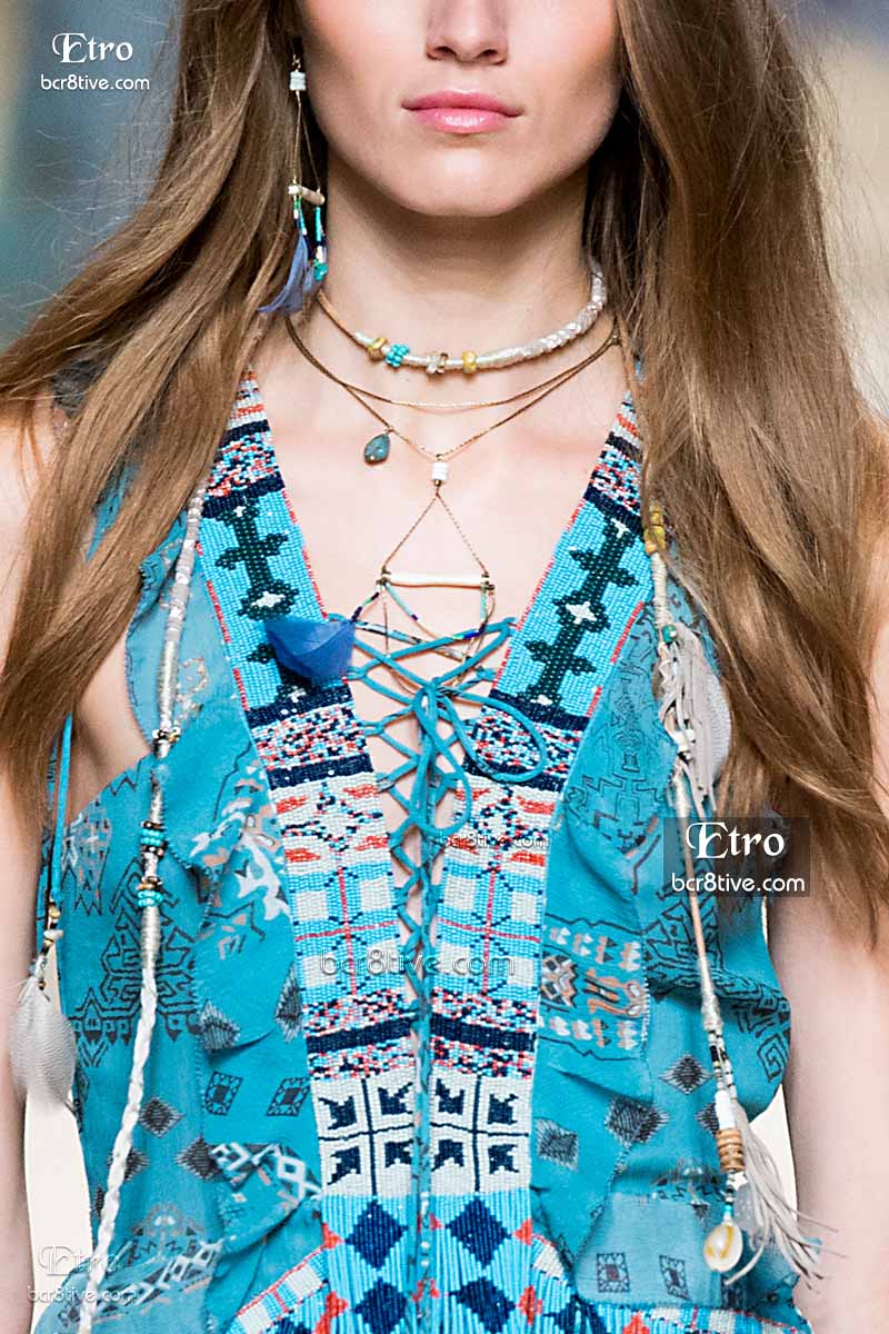 Etro Spring 2015-16 - Embroidered and Beaded Native American Styled Boho Fashion