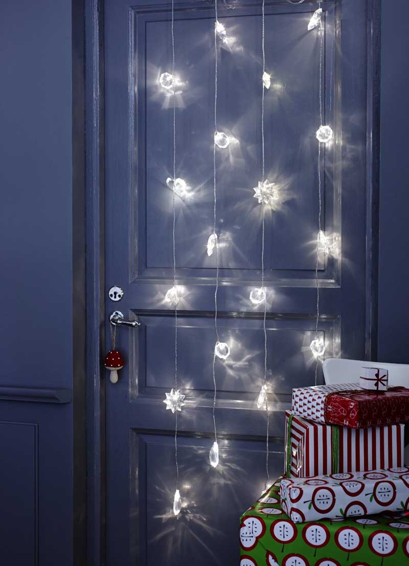 Ikea Strala Curtain of Clear Prisms LED Holiday Lights
