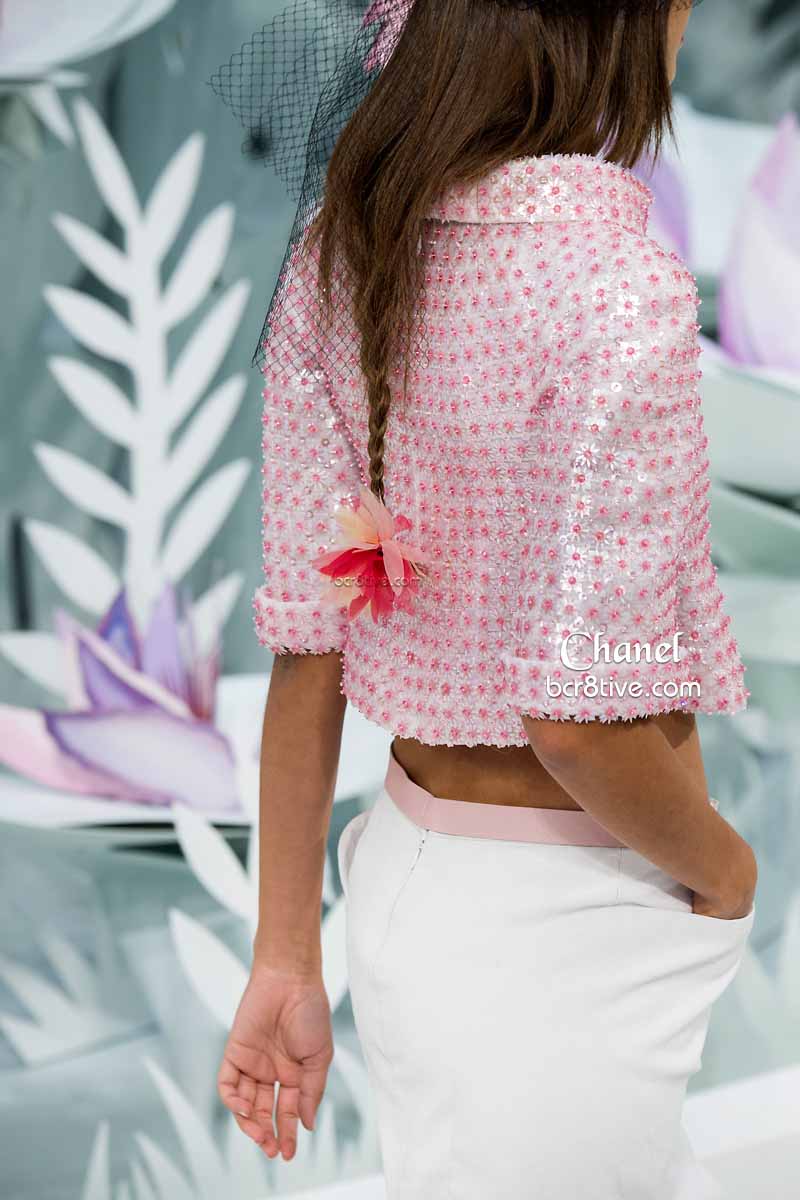 Chanel Baby Pink Cropped Jacket & Floral Braid Tie