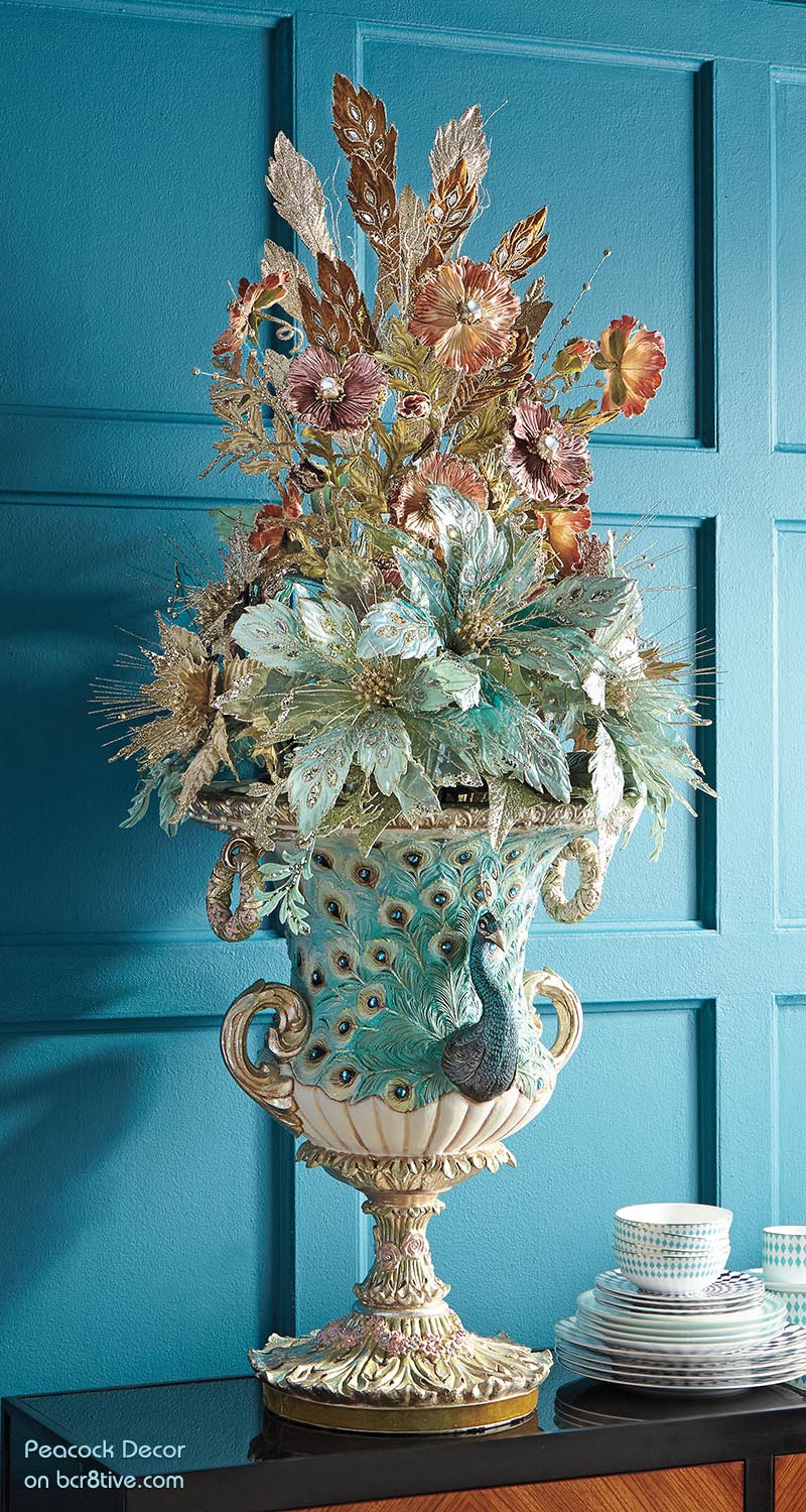 Katherine’s Collection Botanica Floral Peacock Urn