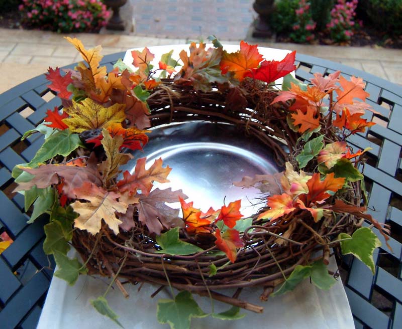 Wreath - Fall Leaves on Stainless Steel Plates