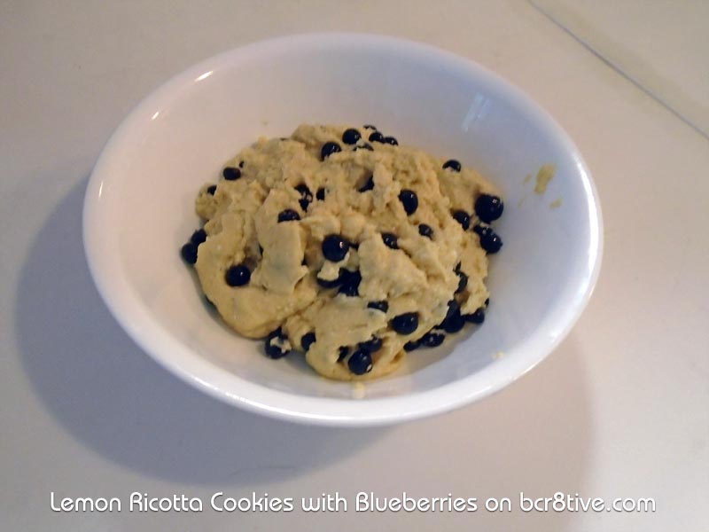 Lemon Ricotta Cookie Batter with Blueberries