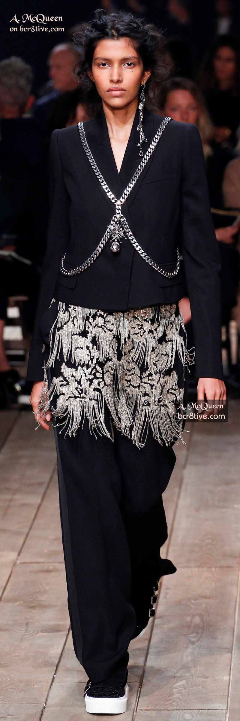 Alexander McQueen Suit with Metallic-Chain Embellished Tunic and Body Chain