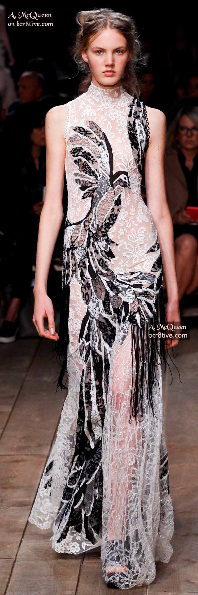 Embroidered Bird Lace Evening Gown - The Best of Alexander McQueen 2016