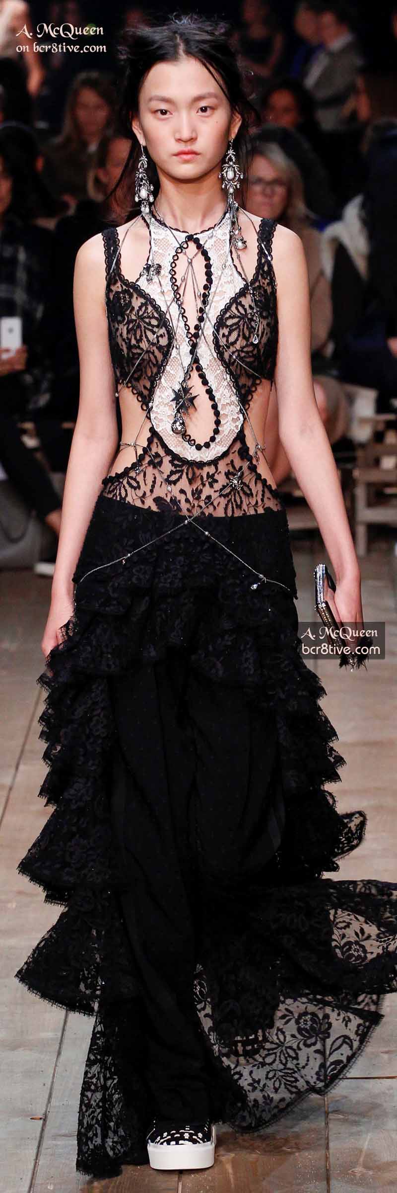 Lace and Ruffled Gown with Delicate Body Chain - The Best of Alexander McQueen 2016