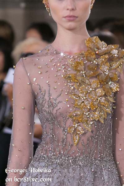 Golden 3D Appliques & Sparkling Crystal Beading - Georges Hobeika Fall 2016 Haute Couture Details