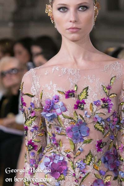 Botanical Embroidery with 3D Appliques - Georges Hobeika Fall 2016 Haute Couture Details