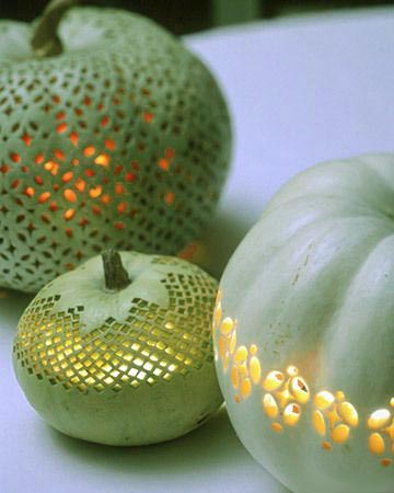 Lace Pattern Carved Halloween Pumpkins
