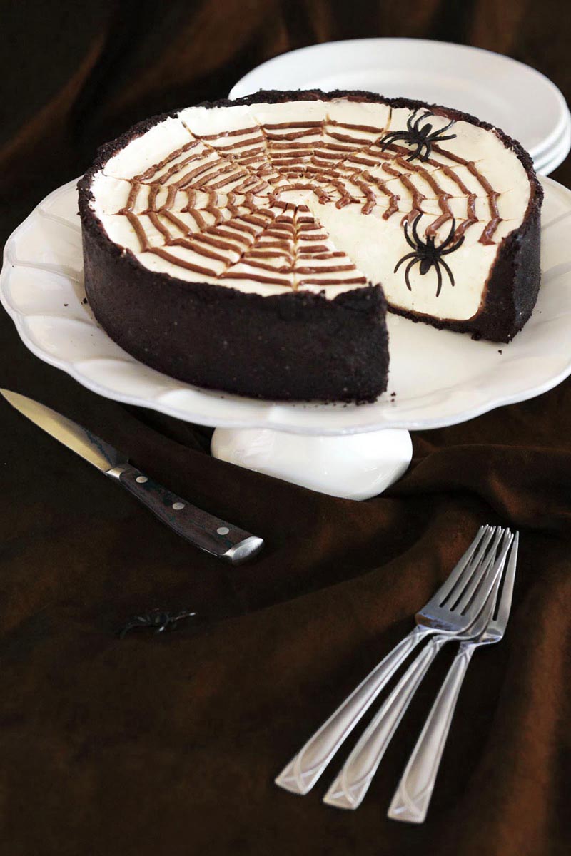 No Bake Spiderweb Cheesecake for Halloween