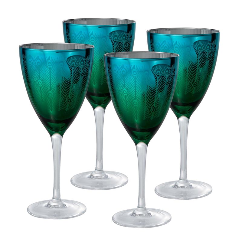 Artland Inc. 8 Oz Peacock Martini Glasses, Set of 4